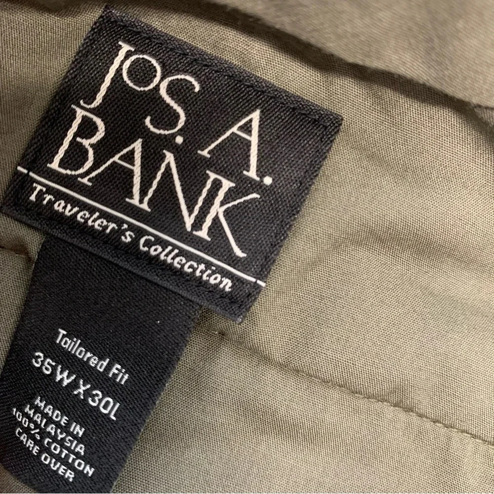 Jos A Bank Traveler Chino  Pants Men 35x30 Brown Cotton Tailored Fit Casual Work
